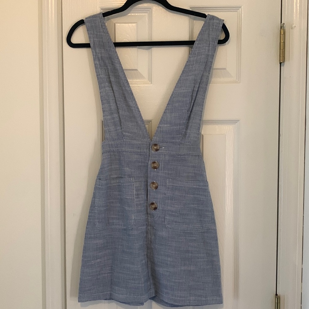 Pinstriped overall dress